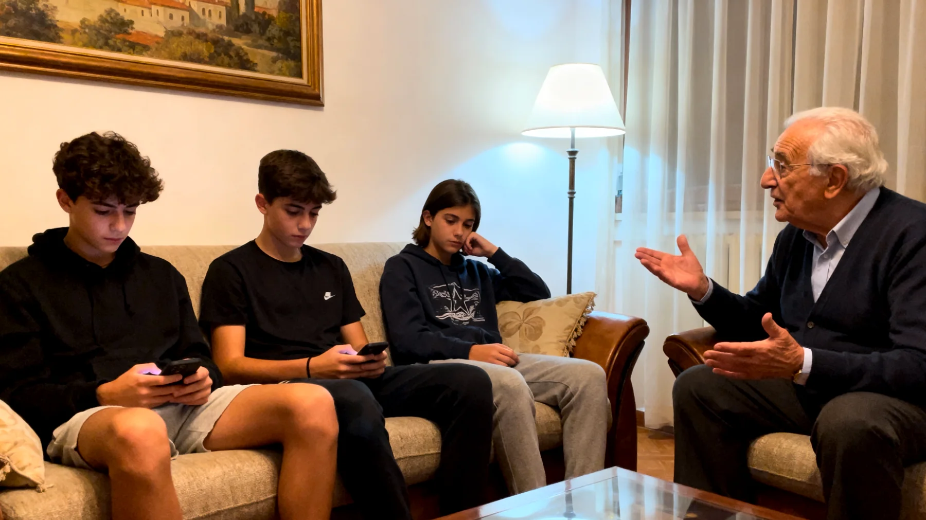 Un nonno che desidera costruire un legame più profondo con i suoi nipoti adolescenti ma fatica ad andare oltre le conversazioni superficiali, non riesce a far emergere emozioni, bisogni o pensieri autentici, e teme che il rapporto rimanga distante e formale"