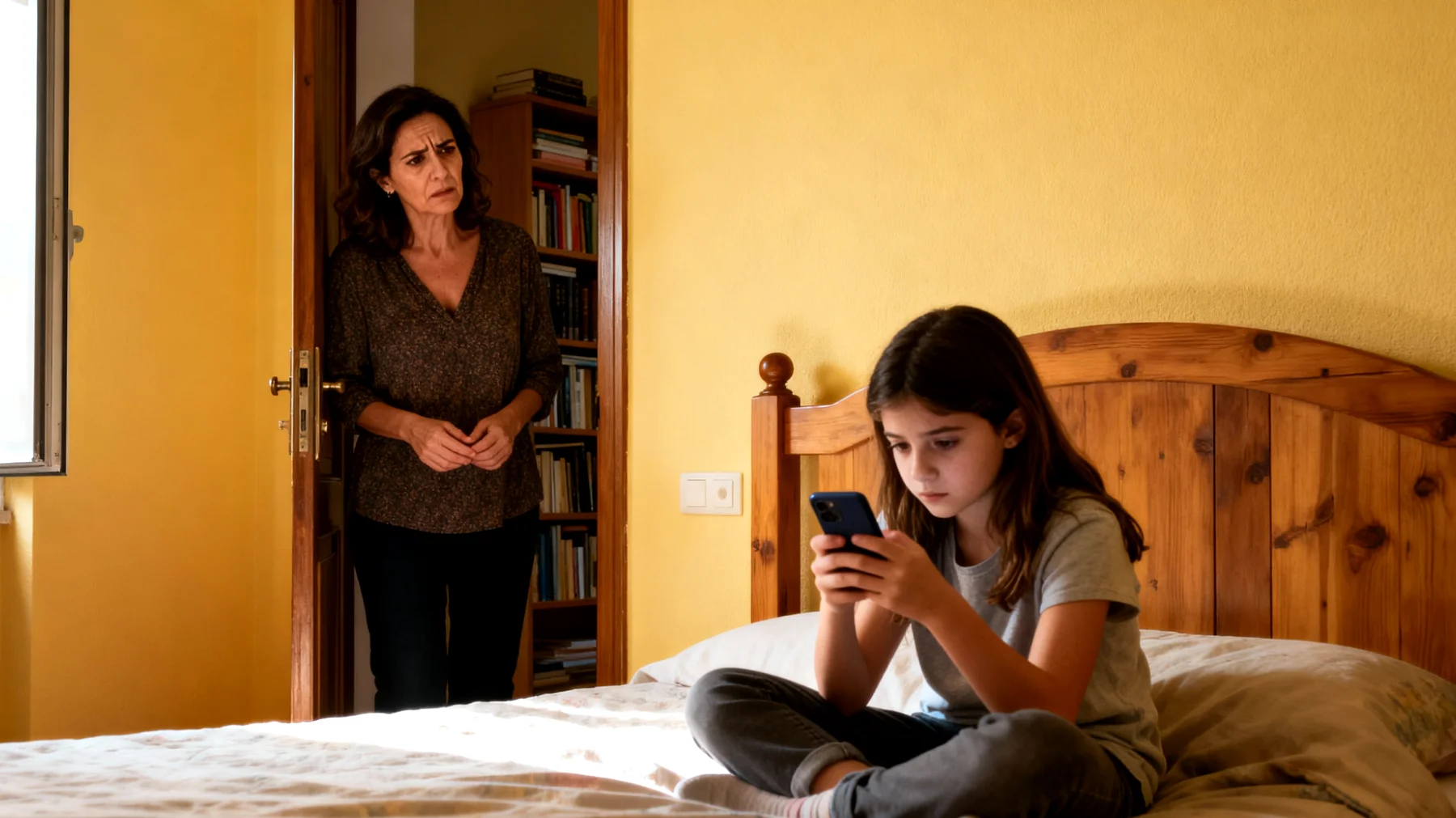 Una mamma si accorge che la figlia in età scolare utilizza i social network in modo rischioso, condividendo foto personali con estranei, accettando richieste di amicizia da profili sconosciuti e trascorrendo ore a chattare senza supervisione, esponendosi a potenziali pericoli online"